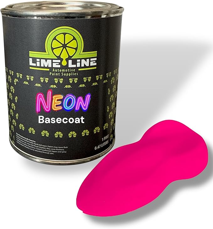 LiME LiNE Automotive Neon Basecoat Paint - Custom Paint for Cars, Trucks and Motorcycles Mix 1:1 with Urethane Reducer (Neon Pink, 1 Pint)