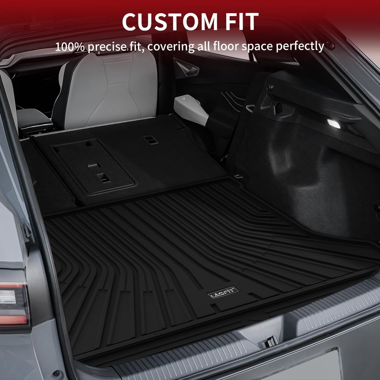 LASFIT Cargo Mat Fit for Volkswagen VW ID.4 2025 2024 2023 2022 2021 All Weather TPE Trunk Liners (Only Fit Non-Adjustable Carpet Floor)