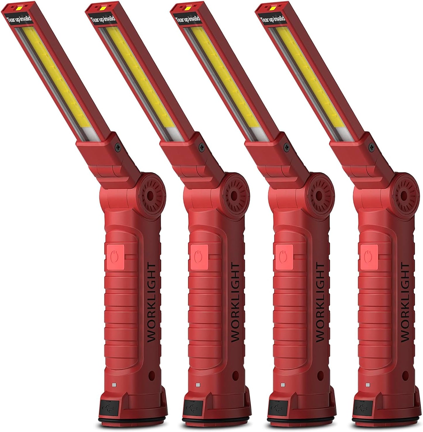 Coquimbo Tool Gifts for Men Dad, Rechargeable Flashlight LED Work Lights Grill Light with Magnetic Base 5 Modes 360° Rotate Mens Dad Husband Him Gifts (4 Pack Red)