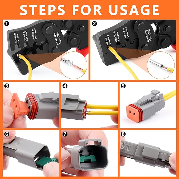 Newdeli Deutsch Connector Kit 188Pcs 12 Sets 2 3 4 6 8 12 Pin Connectors with Size 16 Stamped Contacts 14-20AWG DT Series Sealed Waterproof Automotive Electrical Wire Connectors