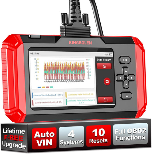 KINGBOLEN S600 OBD2 Car Scanner,ECM/TCM/SRS/ABS Code Reader with 10 Reset,Automotive Engine Scan Tool with OIL TPMS Brake Bleed ETS SAS Throttle Reset,AutoVIN Car Diagnostic Tools,Lifetime Free Update