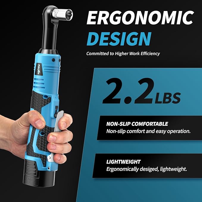Electric Ratchet Wrench Set,18V Cordless Ratchet Tool Kit,550 RPM, 3/8" Variable Speed Power Ratchet Wrench with LED Light, 2 * 2.0Ah Li-ion Batteries and Fast Charger, Blue