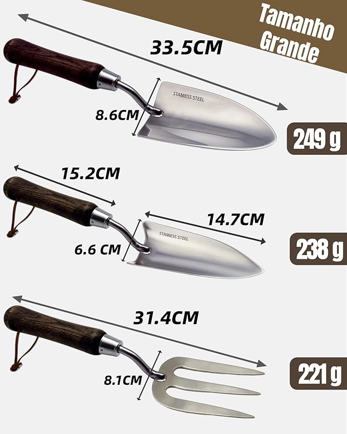 Garden Tool Set, 6PCS Heavy Duty Stainless Steel Gardening Hand Tools with Ropes, Includes Trowel, Transplanter, 2-in-1 Hoe, Pruner & More, Ideal Gardening Gift for Man and Woman (Gift Box Packaging)