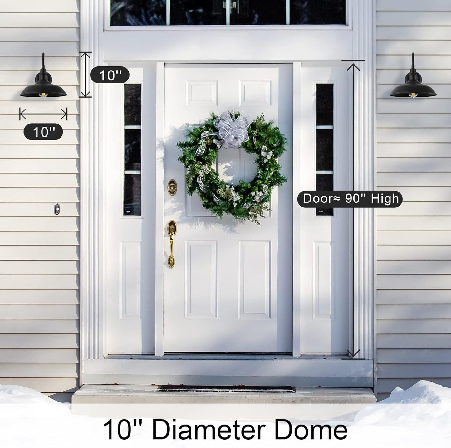 Black Gooseneck Barn Light for Farmhouse 10 Inch Dome Exterior Lights Fixture with Wall Mount, Outdoor Wall Sconce for Garage Porch Patio