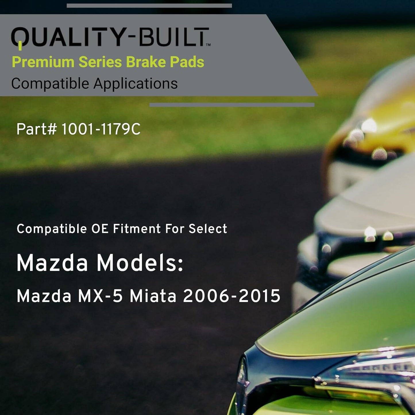 Premium Ceramic Front Brake Pads (1001-1179C) Compatible with Mazda MX-5 2006-2008, Mazda MX-5 Miata 2006-2015