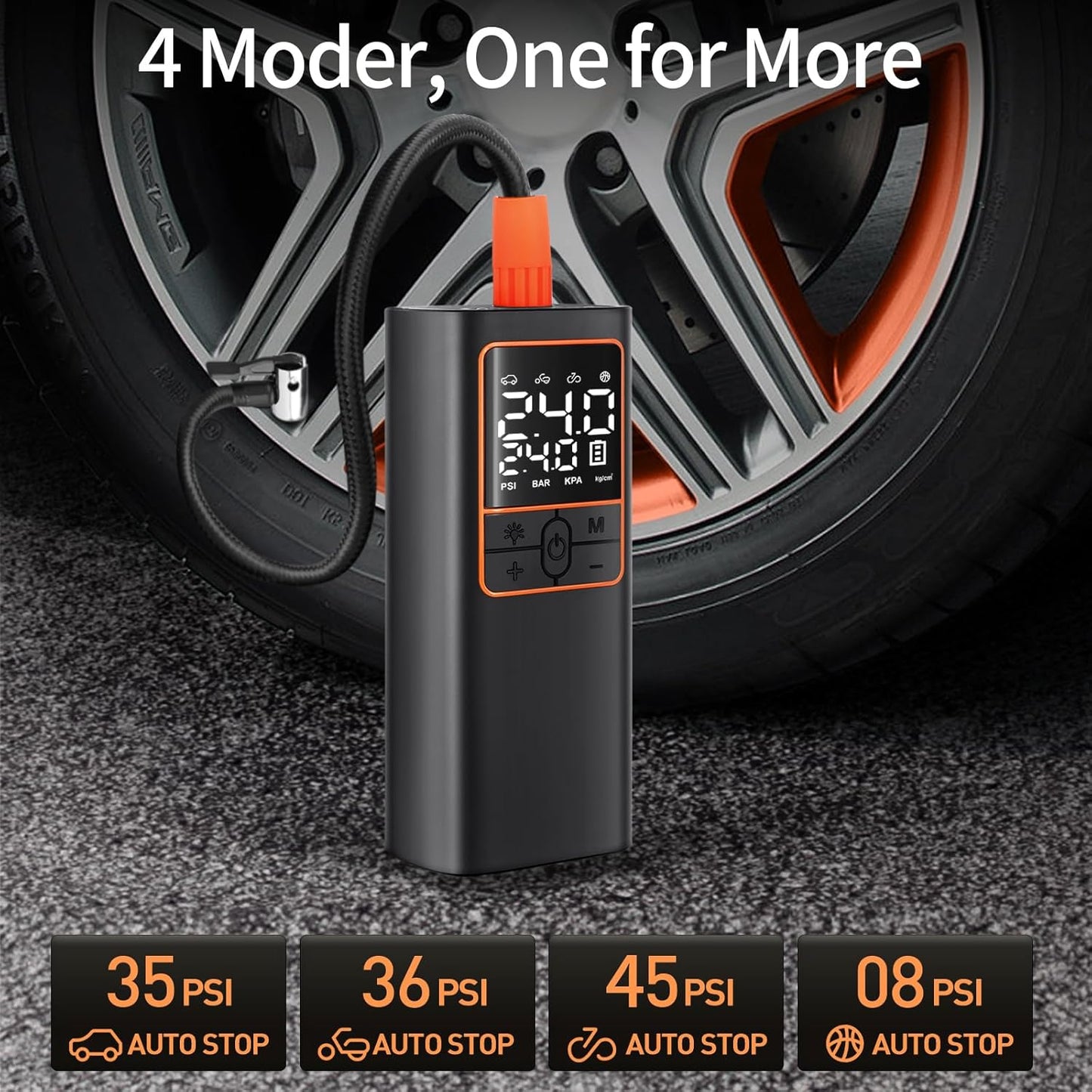 LAMONKE Tire Inflator Portable Air Compressor, 2X Faster Inflation Car Tire Pump Cordless, 150PSI Air Pump for Car Tires, Motorcycle, Bike, Ball, with Tire Gauge Pressure