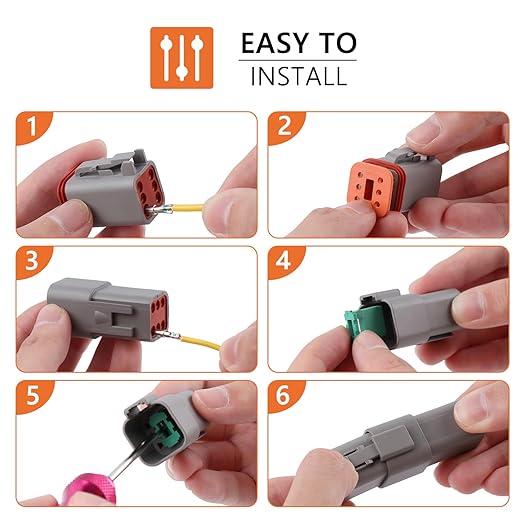 Deutsch Connectors Kit 635PCS - 2/3/4/6/8/12 Pin DT Connectors with Removal Tool, Size 16 Solid Terminal Contacts - 14-18 AWG for Automotive Application