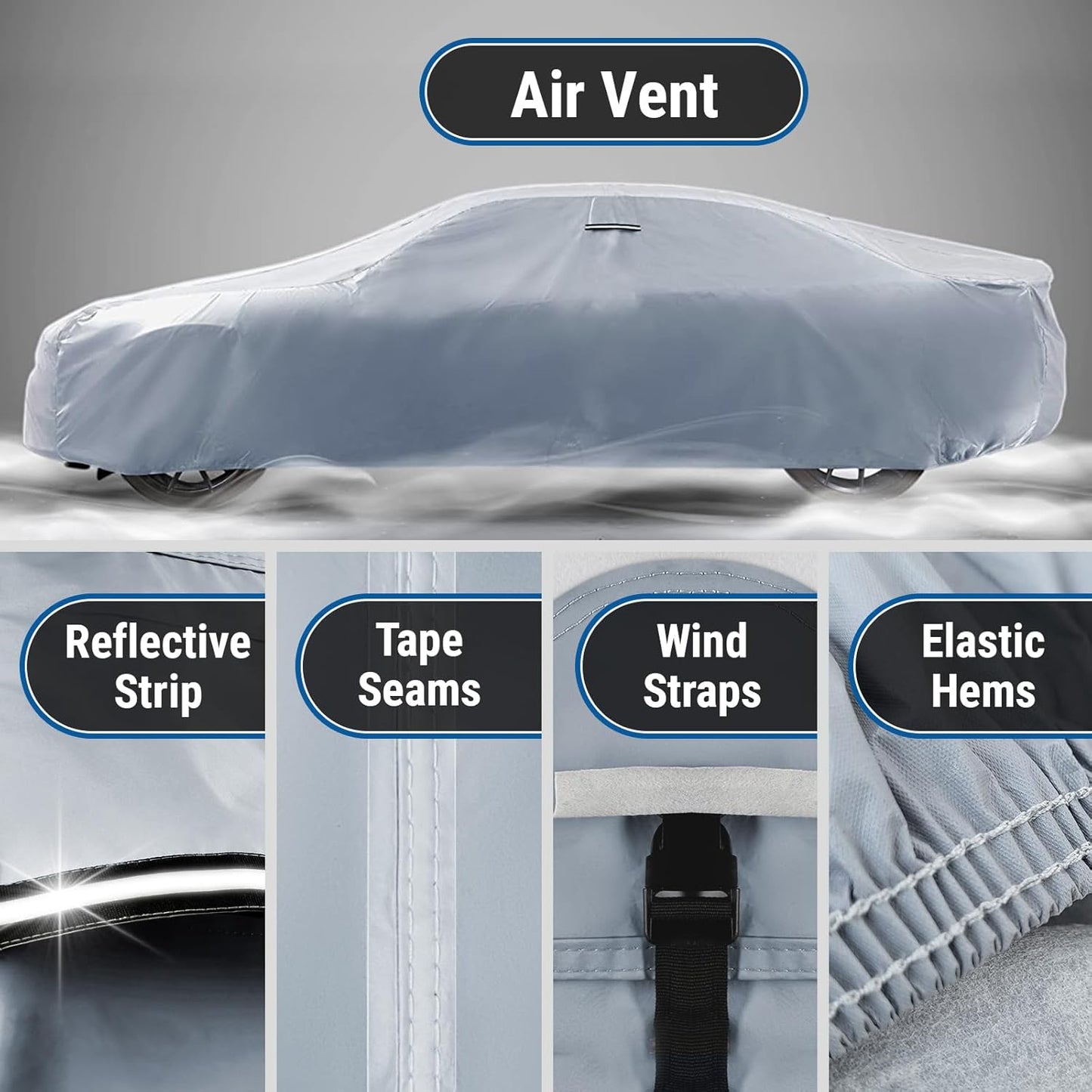 iCarCover Custom Car Cover for Buick Roadmaster (1946-1953) Waterproof All-Weather Rain Snow UV Sun Protector Full Exterior Indoor Outdoor Car Cover (Stripe - Gray/Black)