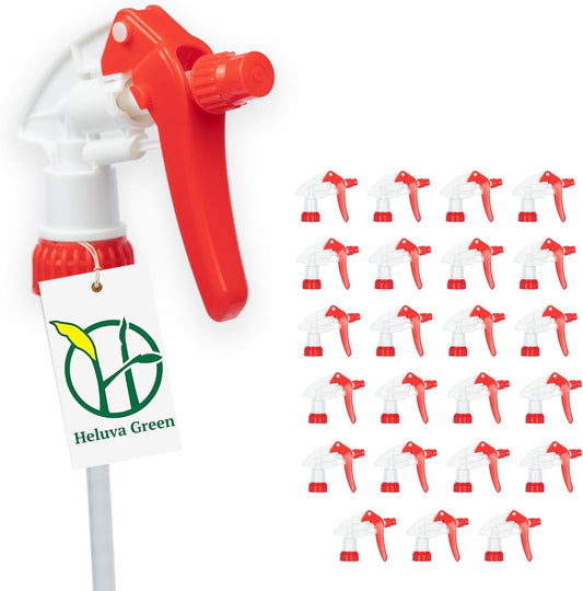 Spray Bottle Nozzle Replacement, Bottle Tops Only - Sprayer Nozzle Triggers for Heavy Duty, Commercial, Home Cleaning Solutions - Fits 8,16,24,32 oz Plastic & Glass Bottles, Red 24 pack