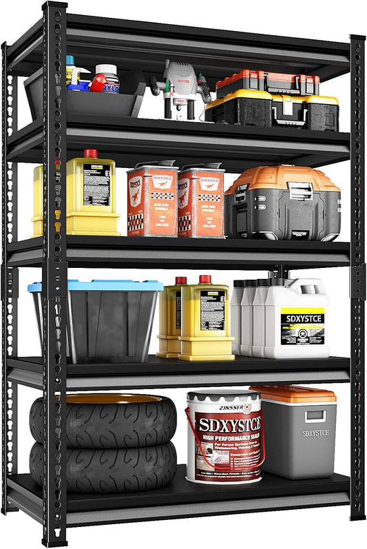 40" W Garage Shelving Heavy Duty, 2200 Lbs Loads Garage Storage Shelves Heavy Duty, 5-Tier Metal Shelving Units and Storage for Basement, Retiple Tanks,40" Wx18 Dx72 H, Black