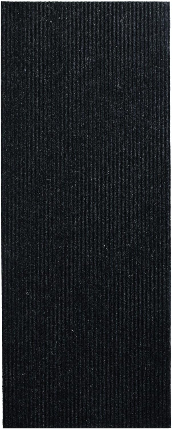 iCustomRug Spartan Weather Warrior Indoor/Outdoor Utility Ribbed Carpet Runner with Non-Slip Thermoplastic Rubber Backing, 28in X 72ft in Black