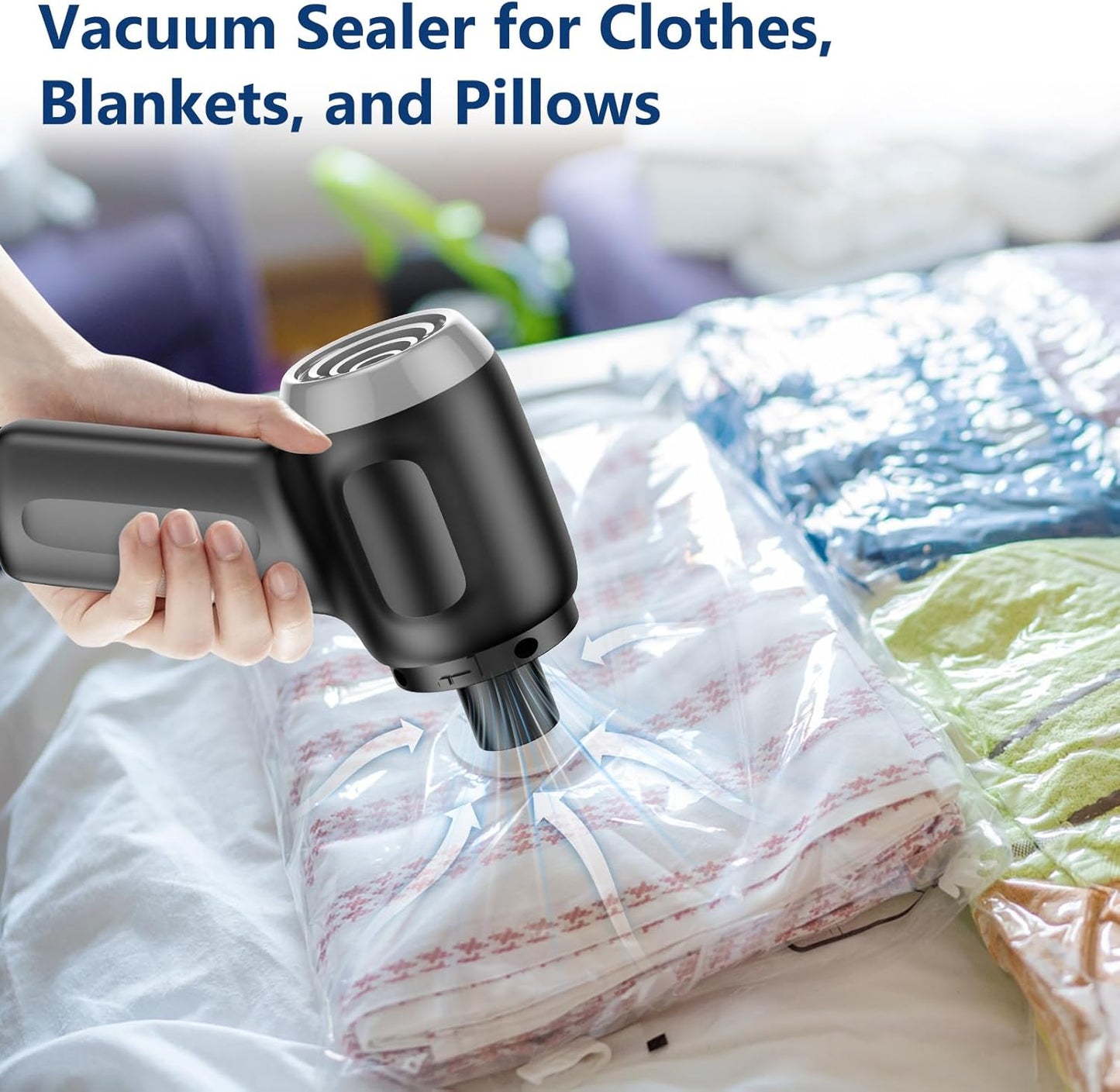 Fanisic Mini Car Vacuum, Cordless Handheld Vacuum Cleaner Rechargeable, 15000PA Strong Suction, 3 in1 Dust Buster/Air Blower/Hand Pump for Car/Keyboard/Home/Office, Inflate/Deflate Swim Ring