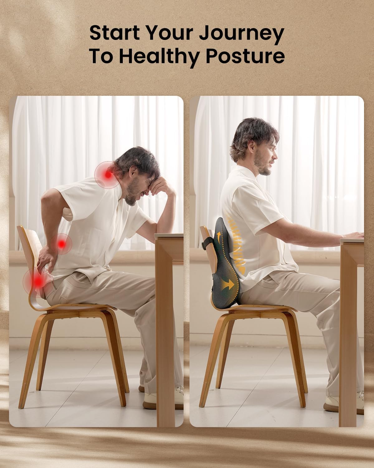 ProtoArc Lumbar Support Pillow for Office Chair, Memory Foam Back Support Pillow for Lower Back Fatigue Relief, Lumbar Pillow Desk Chair Back Cushion, Ergonomic Back Rest for Chair, Car - Dark Gray