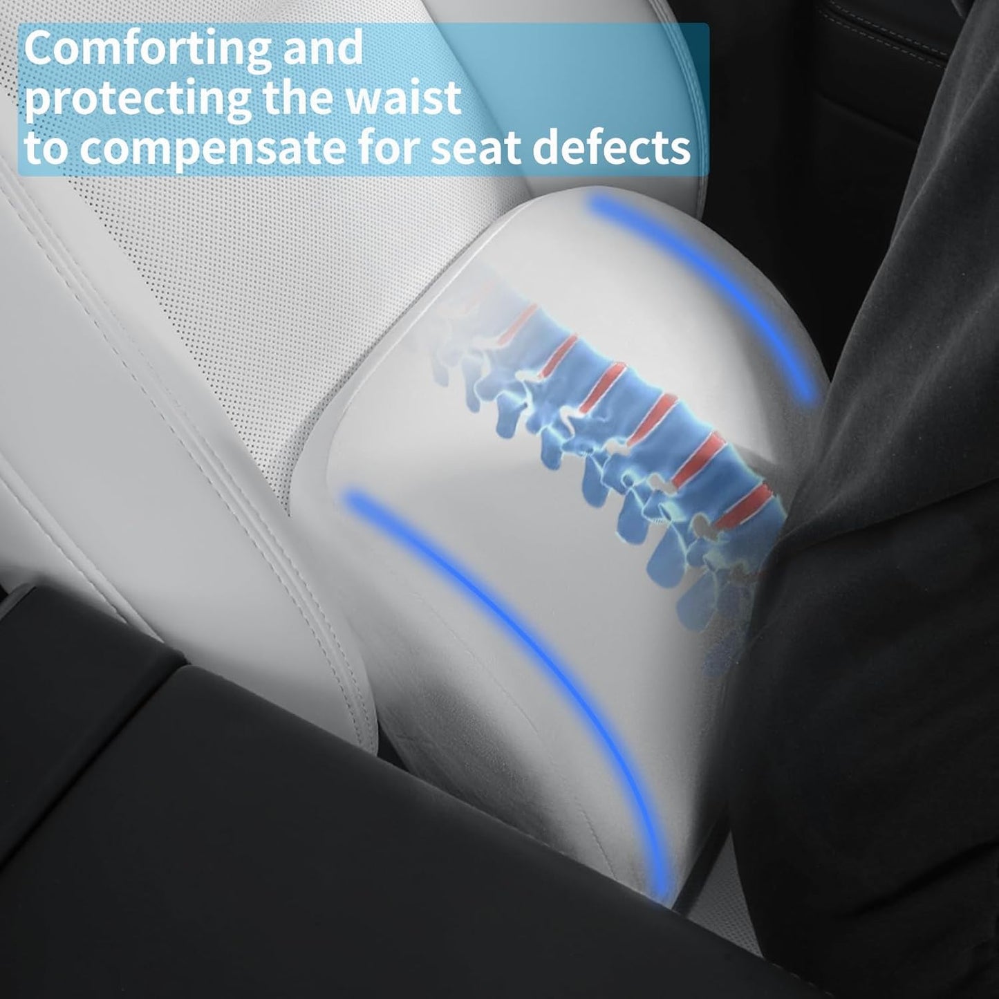 Lumbar Support Pillow Ergonomic Memory Foam Lumbar Pillow for Lower Back Pain Relief - Back Cushion for Driving, Chair Support for Car, Office & Gaming Chairs (White, 1PC)