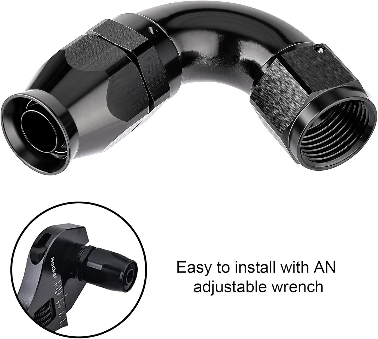 EVIL ENERGY 10AN 120 Degree PTFE One Piece Full Flow End Hose Fitting Aluminum Black