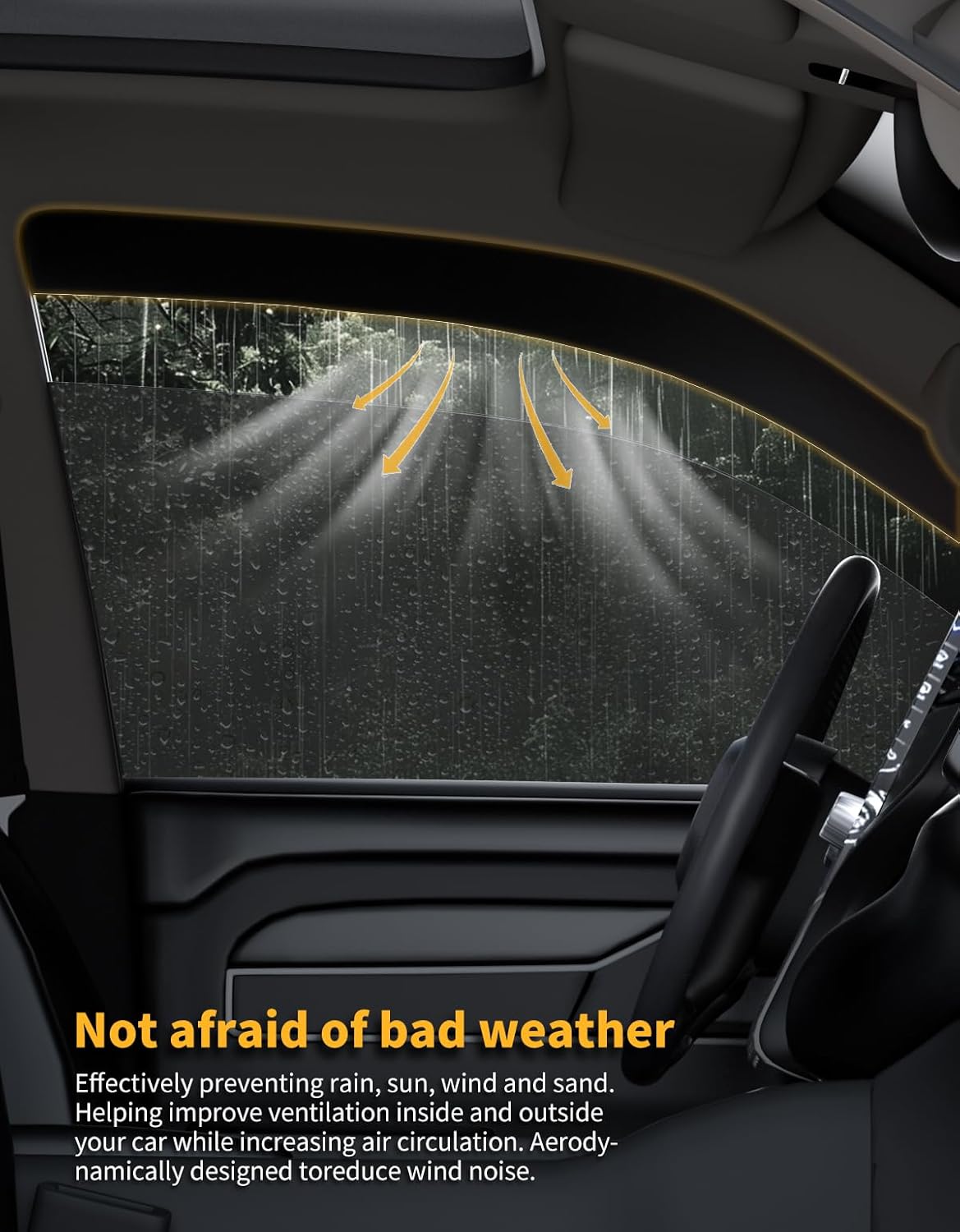 in-Channel Window Rain Guards Fit for Truck Chevrolet (Chevy) Silverado/GMC Sierra 2007-2013 Crew Cab Extra Durable Window Deflectors Window Visors Vent Shades Vent Visors Car Accessories