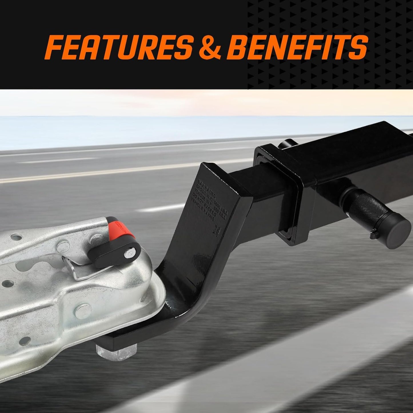 METOWARE Trailer Tongue Coupler Lock, 1/4" Dia with 3/4" Span Trailer Tongue Lock, Heavy-Duty Steel Trailer Coupler Lock for Tow Boat RV Truck Car's Coupler with Anti-Rattle Rubber Ring (1 Pack)