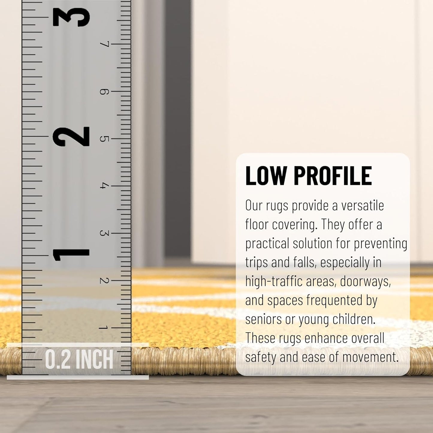 Ottomanson Hallway Runner Rug 20" x 59" Non Slip Trellis Area Rugs Easy to Clean Laundry Rug Runner Durable & Pet Friendly Floor Carpet Runners for Hallways Entryway Living Room Kitchen, Yellow