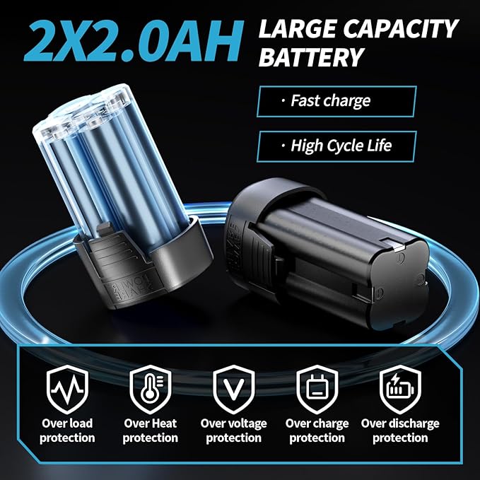 Electric Ratchet Wrench Set,18V Cordless Ratchet Tool Kit,550 RPM, 3/8" Variable Speed Power Ratchet Wrench with LED Light, 2 * 2.0Ah Li-ion Batteries and Fast Charger, Blue