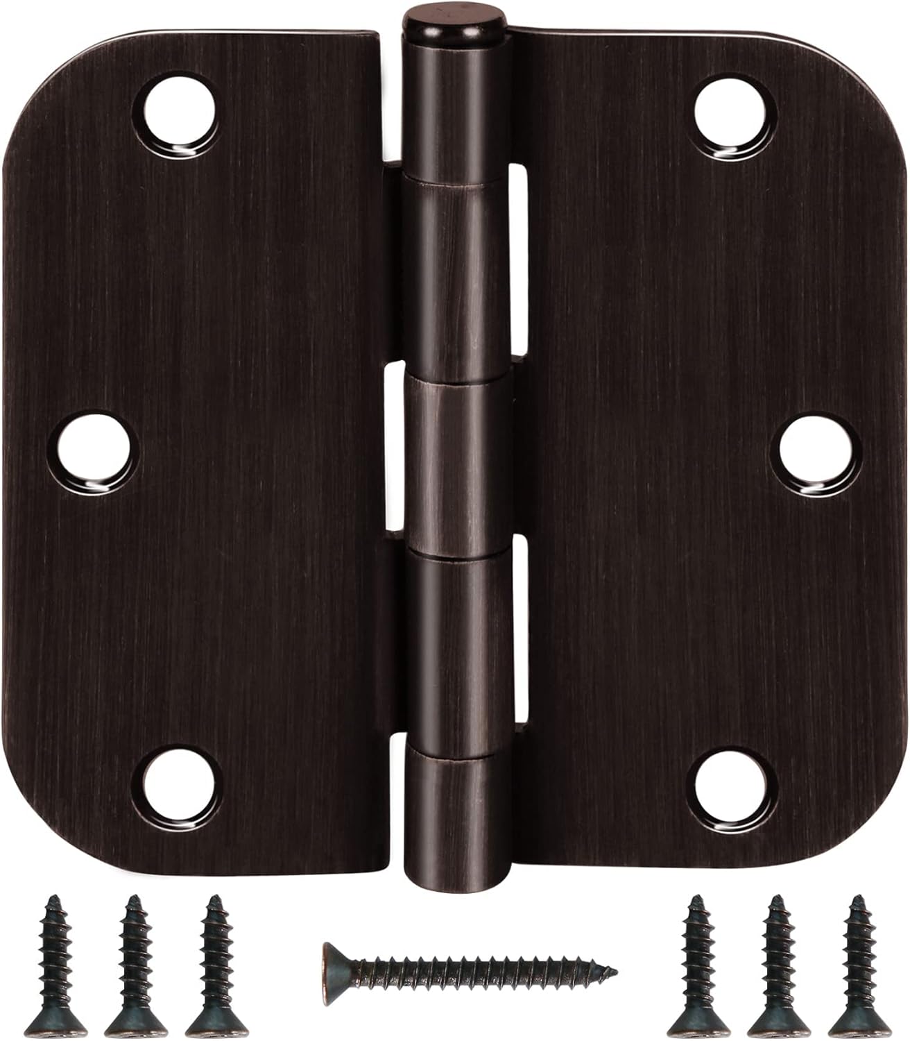 12 Pack Oil Rubbed Bronze Door Hinges 3.5" x 3 1/2 Inch Black Brushed Interior Hinge Rounded 5/8" Radius Corner 3 ½"Iron Residential Standard Bedroom Bifold Single Double Doors Hardware Kit