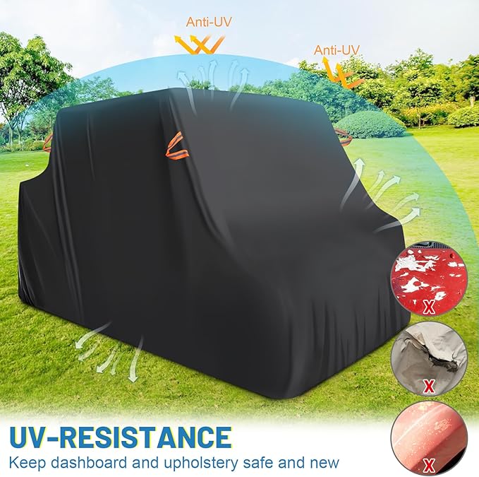 MDPROMCP UTV Cover 4-6 Seater, Windproof Full Cover Compatible with Polaris RZR General UFORCE Talon Mule Teryx 4-Door Durable 420D SXS Side by Side Covers Accessories Parts