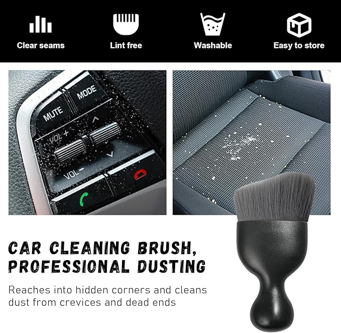 Alupee Car Detailing Brush, Curved Soft Bristles Auto Removal Dust Collectors, Universal Vehicle Dashboard, Air Conditioner Vents etc RV Interior Cleaning Tool Accessories (Gray)