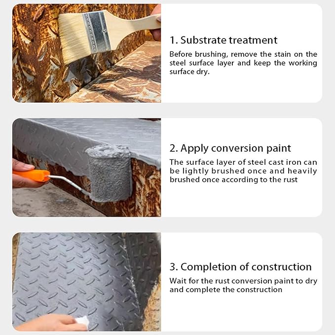 Weatherproof Rust Converter Paint for Metal, Rust Remover for Metals, Rust Conversion Paint, Rusts Paints for Metals with Brush (300g,Green)