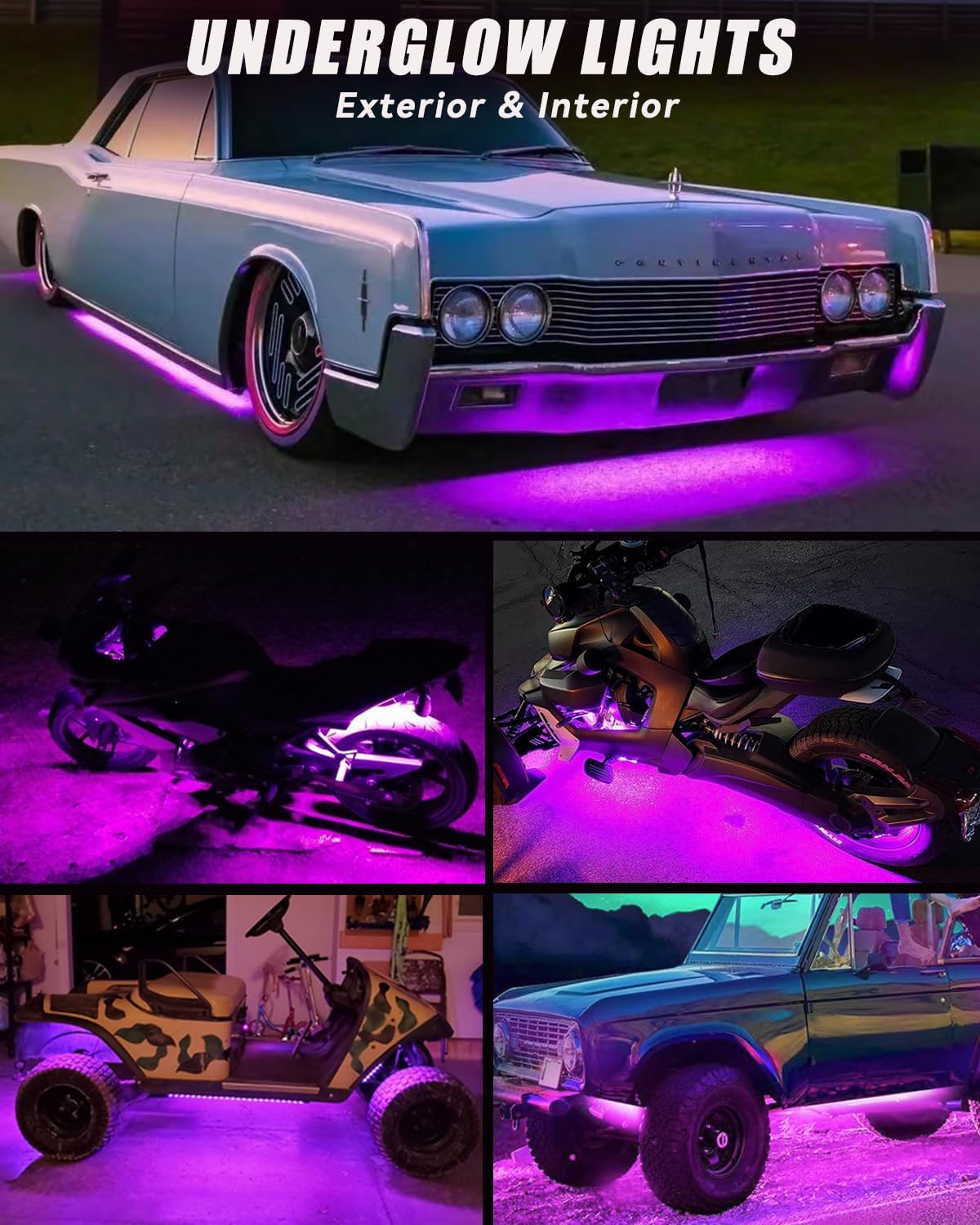 12V Led Light Strip 12.75Inch Waterproof Led Light Strips for Cars Motorcycles Golf Cart Interior & Exterior Marine Boat Pink Led Strip 12V 5050 18SMD,Pack of 4