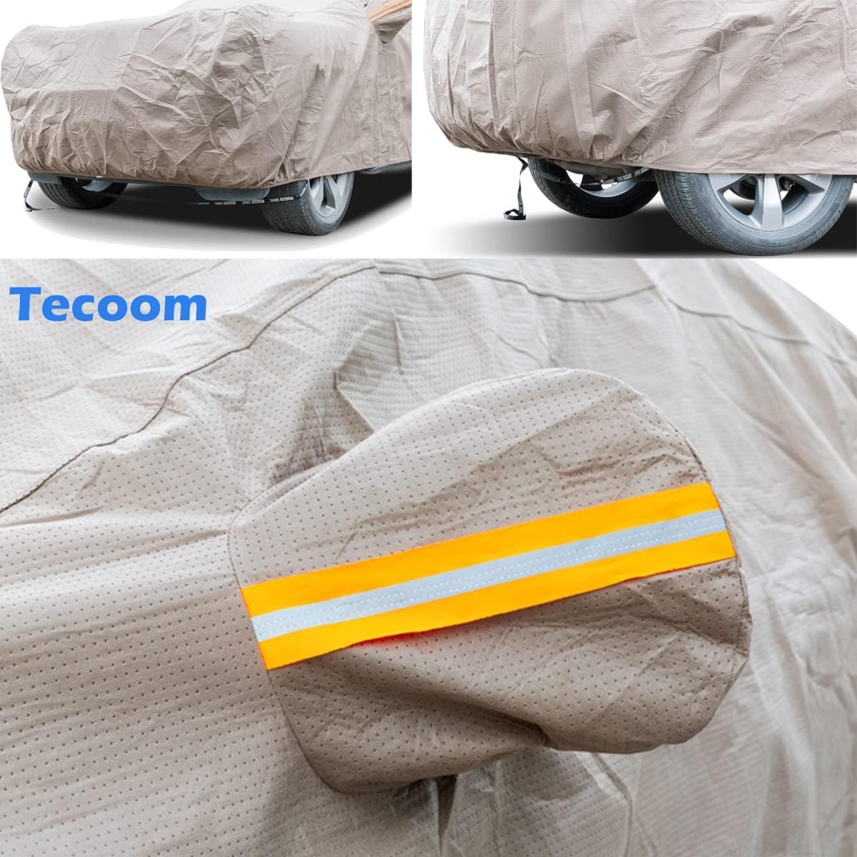 Tecoom Thick Shell Super Breathable-Waterproof Windproof Snow Sun Rain UV Protective Outdoor All Weather SUV Car Cover Fit 191-205 inches SUV