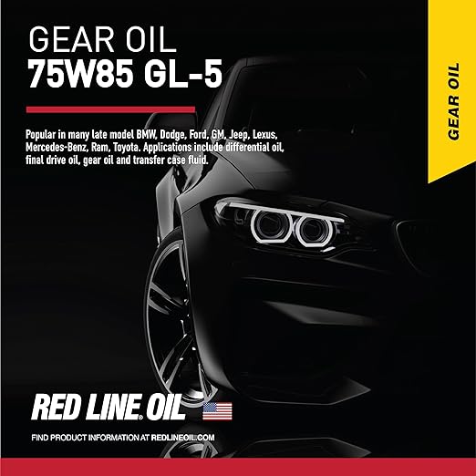Red Line 50105 75W85 GL-5 Full Synthetic Gear Oil for Hypoid Limited Slip Differentials - 1 Gallon (2 Pack)