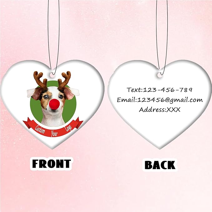 2pcs Personalized Air Freshener with Pictures, Personalized Car Air Freshener with Custom Photo, Custom Double Sided Photo for Car Wardrobe Bathroom Hanging Ornaments (Heart)