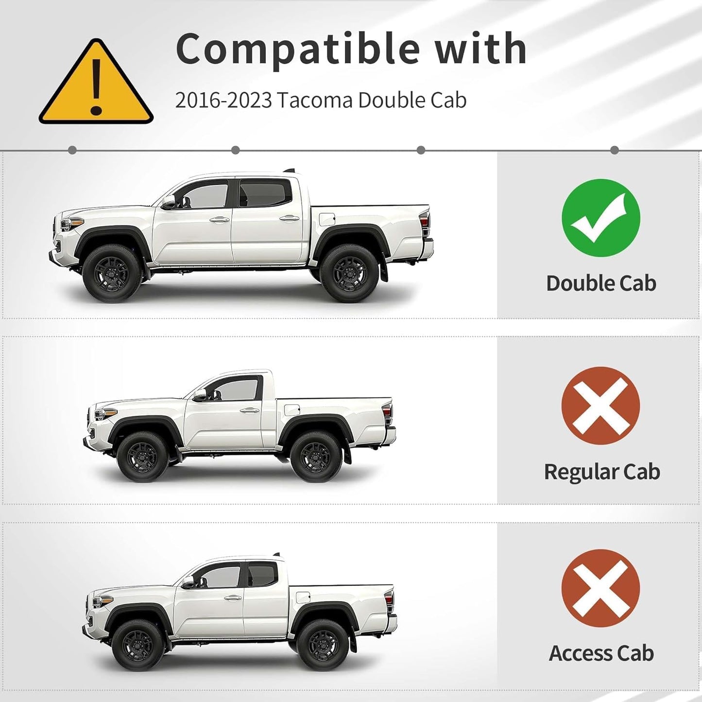 OEDRO Upgraded Floor Mats Fit for Toyota Tacoma 2016-2023 (Only for Double Cab & Automatic), All Weather TPE Tacoma Floor Liner Front and Rear 2 Row Mats,Black