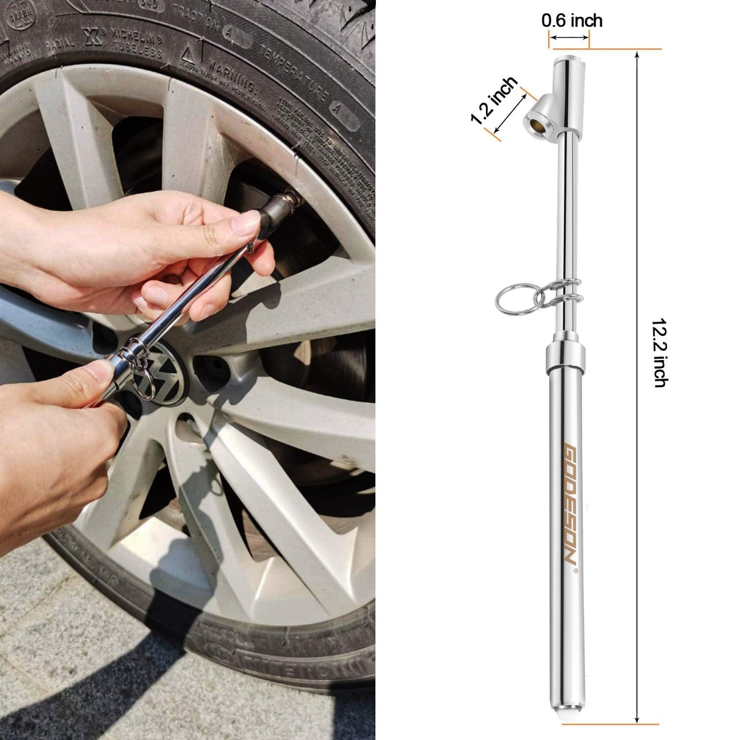 GODESON Dual Head Tire Pressure Gauge,Heavy Duty Pen Tire Gauge Range 10-150PSI; 1-10Bar. Dual Head Truck Air Pressure Gauge…