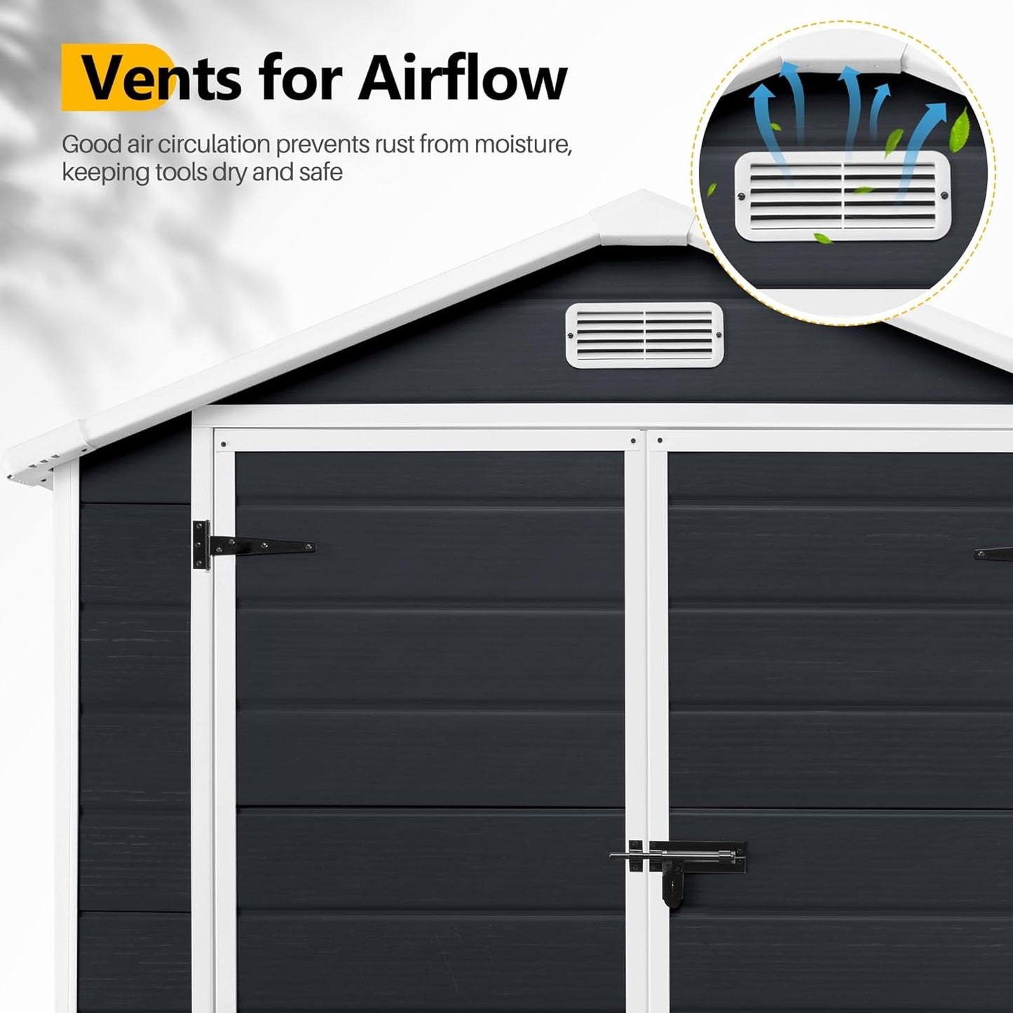 6*4.4 FT Resin Outdoor Storage Shed Plastic Shed with Floor, Reinforced Floor for Patio Furniture, Gardening Tools, Lawn Mower, Plastic Garden Shed with Lockable Door for Backyard (Charcoal)