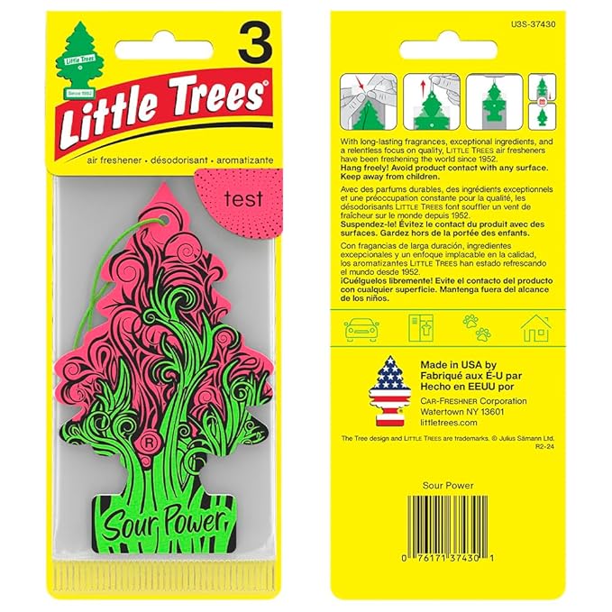 LITTLE TREES Car Air Freshener | Hanging Tree Provides Long Lasting Scent for Auto and Home | Sour Power, 24 Air Fresheners