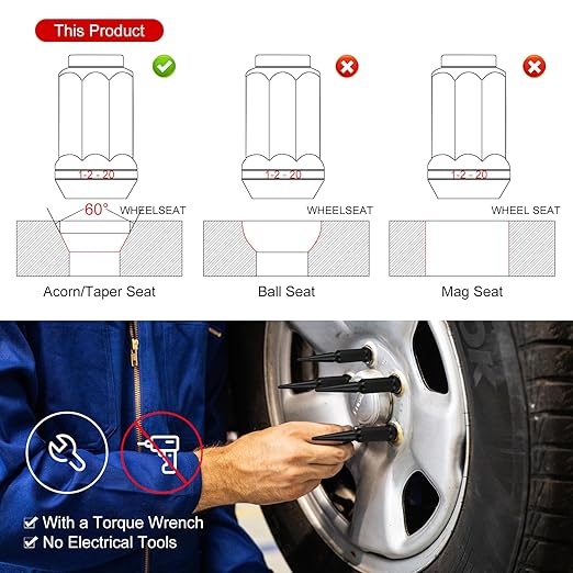 9/16-18 Spike Lug Nuts - 32 PCS Black Spiked Lug Nuts 9/16 Solid 4.4" Tall Acorn Lug Nut with 1 Socket Key Replacement for 1994-2010 Ram 2500/3500, 1984-1997 F250/F350, 1974-1988 J20