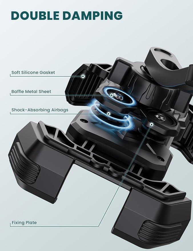 Motorcycle Phone Mount Holder 2025 [Dual Vibration Dampener] - Phone Holder for Motorcycle Rearview Mirror with 360° Rotation for iPhone 16/15/ 14/13 Pro Max, 4.5-7.2 Inch Smartphone