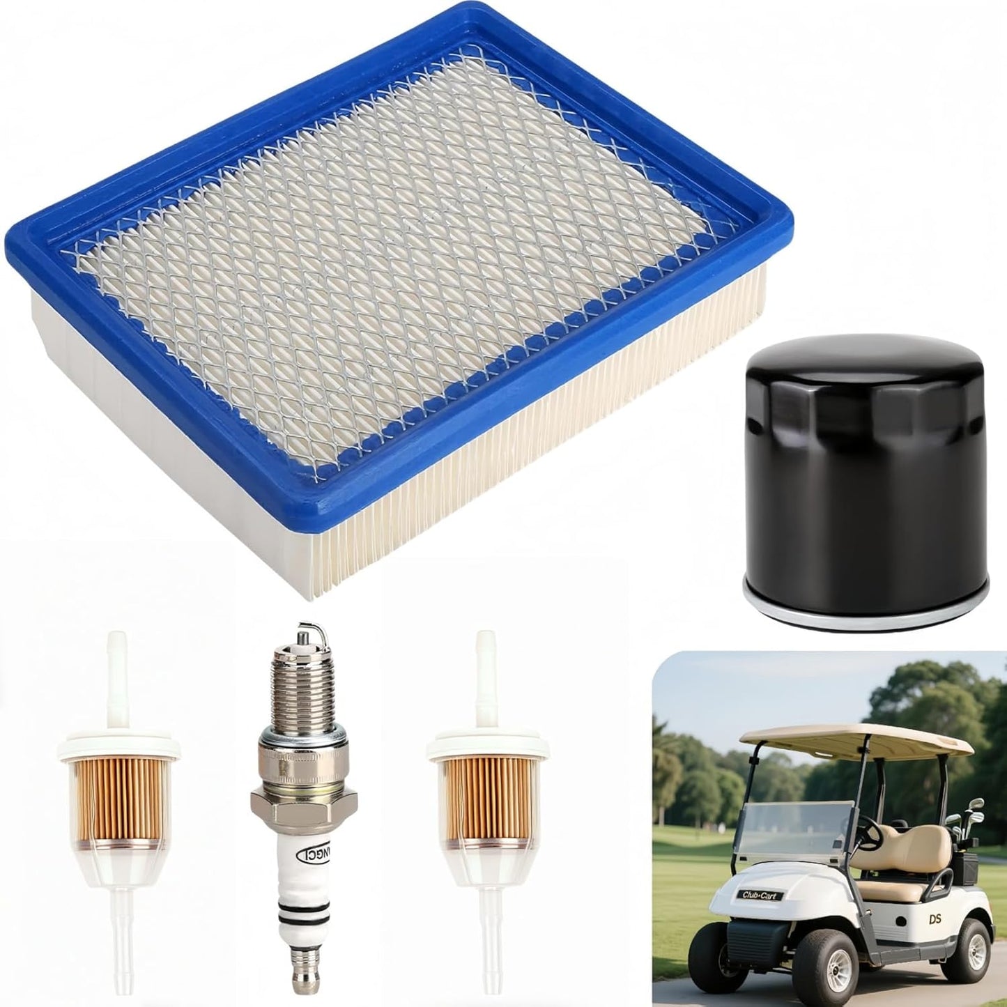Club Car DS Tune Up Kit (1992-Up) - Includes Air Filter 1015426, Oil Filter & 2 Fuel Filters | Compatible with FE290 4-Cycle Engines | Golf Cart Maintenance Kit | OEM Replacement Parts