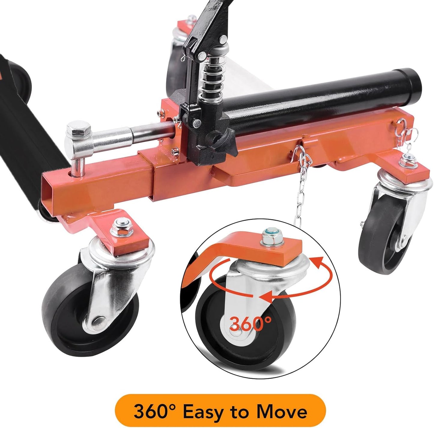 2Pcs Car Wheel Dolly, 1500LBS Capacity Trailer Dolly with Hydraulic Tire Jack for Vehicle Positioning for Truck Rv Trailer, Orange