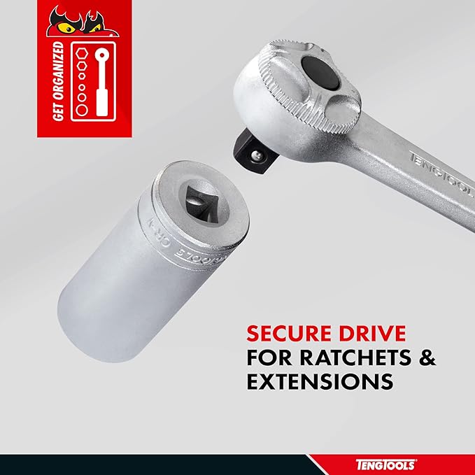 Teng Tools 7/32 Inch 6 Point SAE Deep 1/4 Inch Drive Chrome Vanadium Socket | Mechanic Tool | Hand Tool - M140207-C