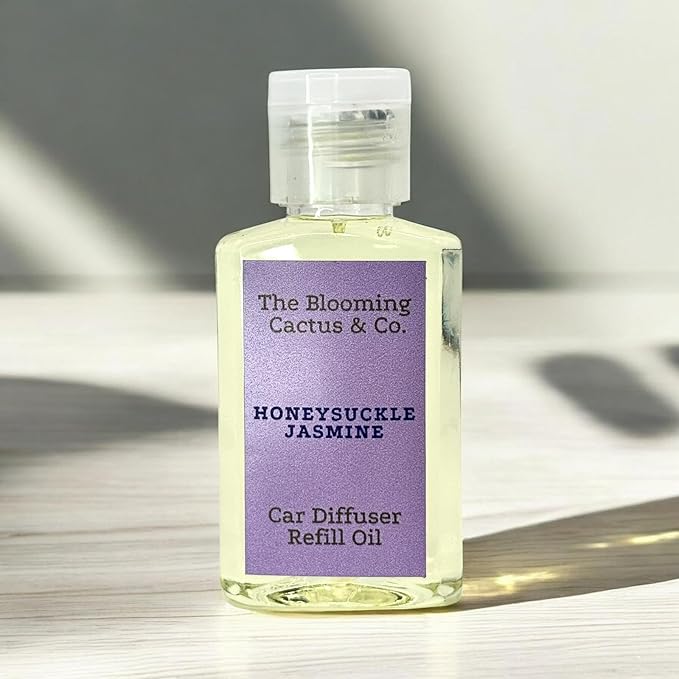 Car Air Freshener Refill Oil - Fragrance Oil Diffuser Refill - Car Diffuser Refill - Reed Diffuser Refill -The Blooming Cactus & Co. - (HoneySuckle Jasmine)
