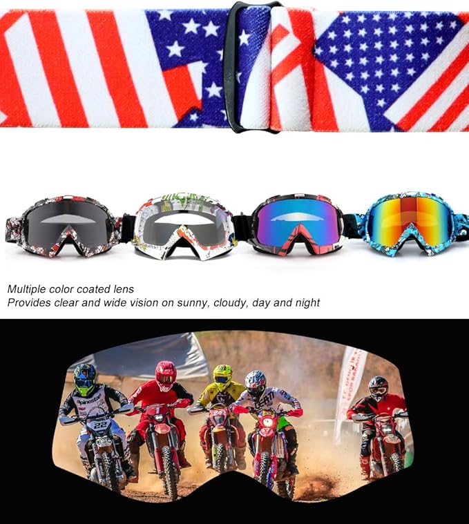 SPOSUNE Dirt Bike ATV Goggles UV400 Motorcycle Goggles for Men Women Youth Motocross Riding Goggles Windproof Dustproof