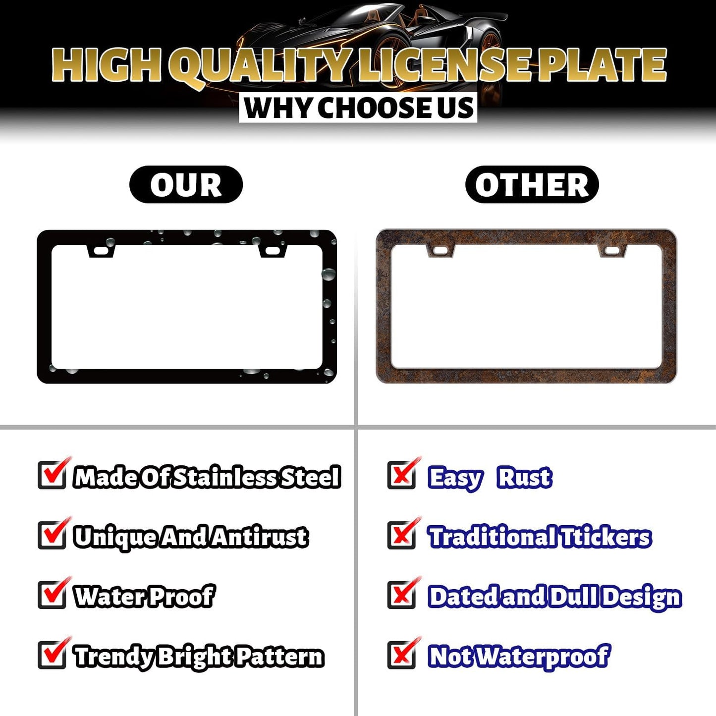Our Favorite People Call Us Nana and Papa License Plate Frame Funny Text License Plate Frames Auto Accessory for Car Decorative Stainless Steel License Plate Holder with Screws 12.2" x 6.2"