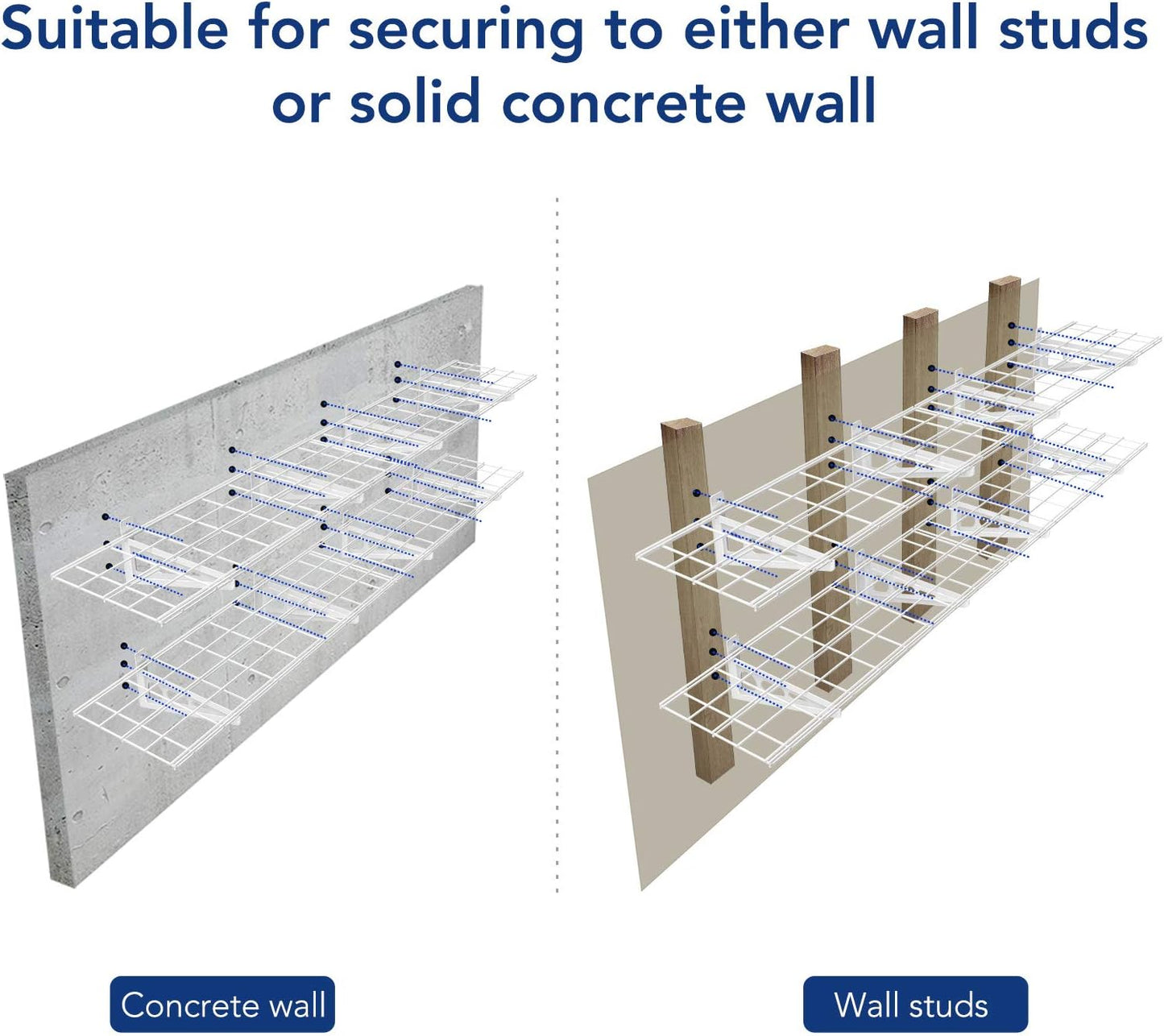 FLEXIMOUNTS 12-inch-by-72-inch Wall Shelf Garage Storage Rack Wall Mounted Floating Shelves,1x6ft ,white, 2-Pack