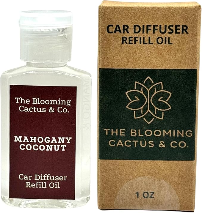 The Blooming Cactus & Co. - Car Diffuser Refill - Fragrance Oil Diffuser Refill - Reed Diffuser Refill 30 gr (Mahogany Coconut)