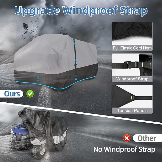 ATV Cover, 600D Waterproof & Windproof 4 Wheeler Covers, Quad Cover Fit for Polaris Yamaha Suzuki Honda, Outdoor Storage All Weather Protect, 85" L x 50W x 42" H