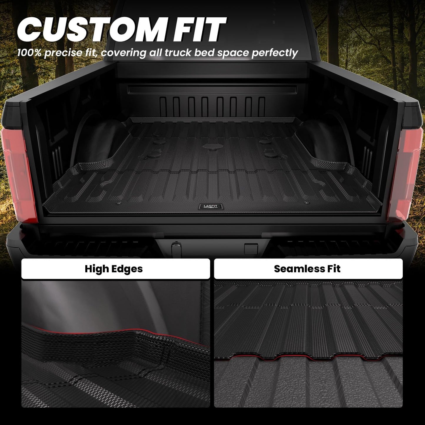 LASFIT Bed Mat 6.75ft for Ford F250 F350 F450 2017-2026 Super Duty 81.9" Truck Bed Liner, All Weather TPE Car Bed Mat for F-250 F-350 F-450, 1PC Black