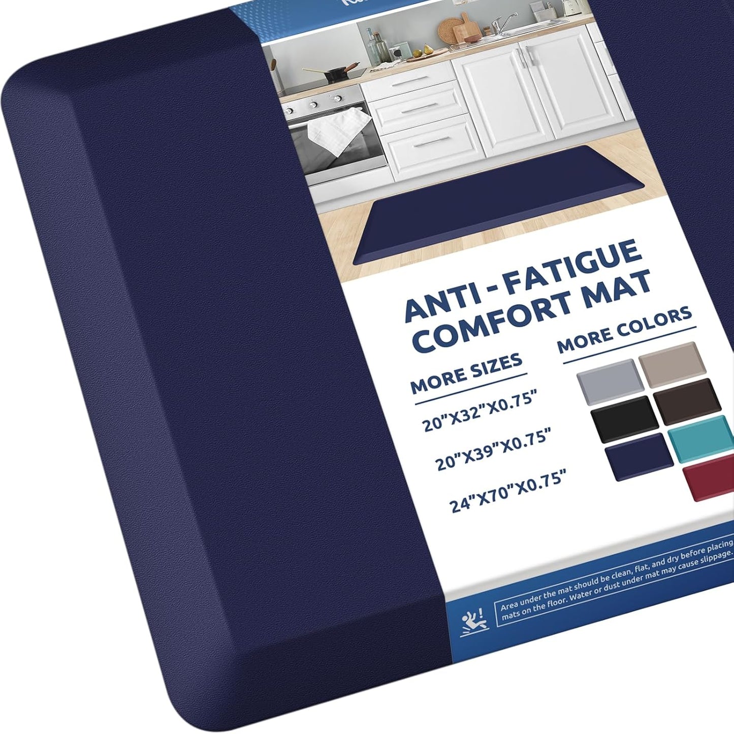 KitchenClouds Kitchen Mat Cushioned Anti Fatigue Rug 20"x39" Waterproof, Non Slip, Standing and Comfort Desk/Floor Mats for House Sink Office (Blue)