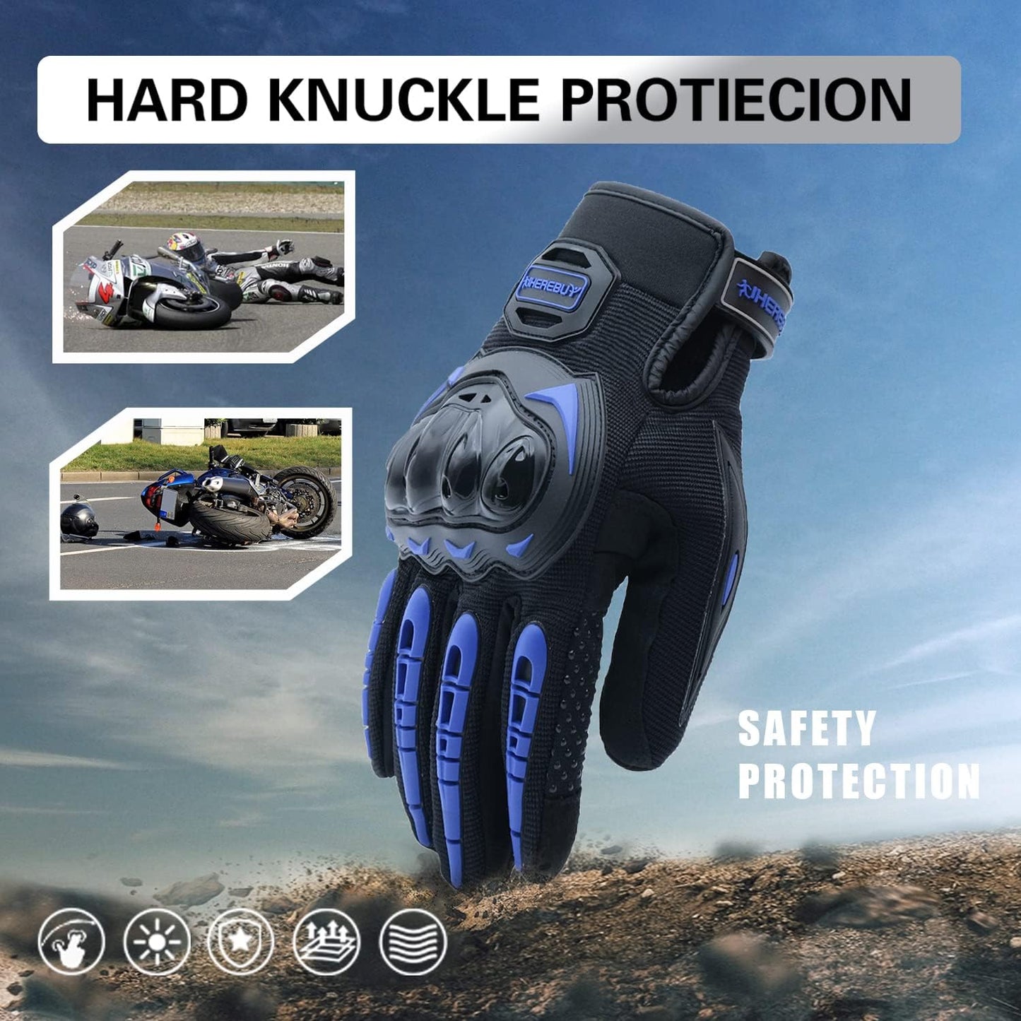 Motorcycle Gloves Touch Screen Full Finger Riding Gloves Knuckle Protection for Men and Women for Dirt Riding, Road Racing, Cycling, Climbing Work Outdoor Sports
