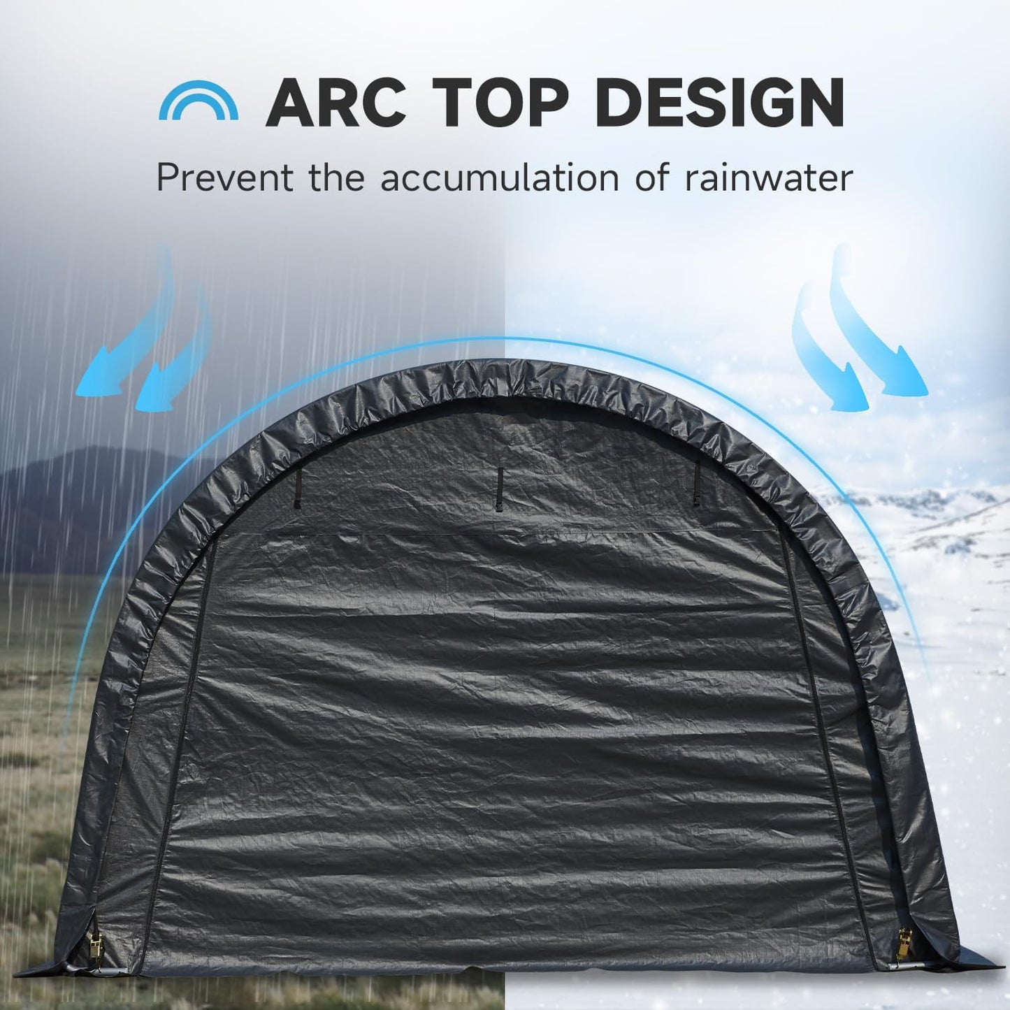 MELLCOM 12 x 24 FT Heavy Duty Carport, Portable Garage with Reinforced All-Steel Frame and Round Style Roof, Anti-Snow All Covered Car Canopy Outdoor Waterproof Storage Shelter for Car, Truck, Boat